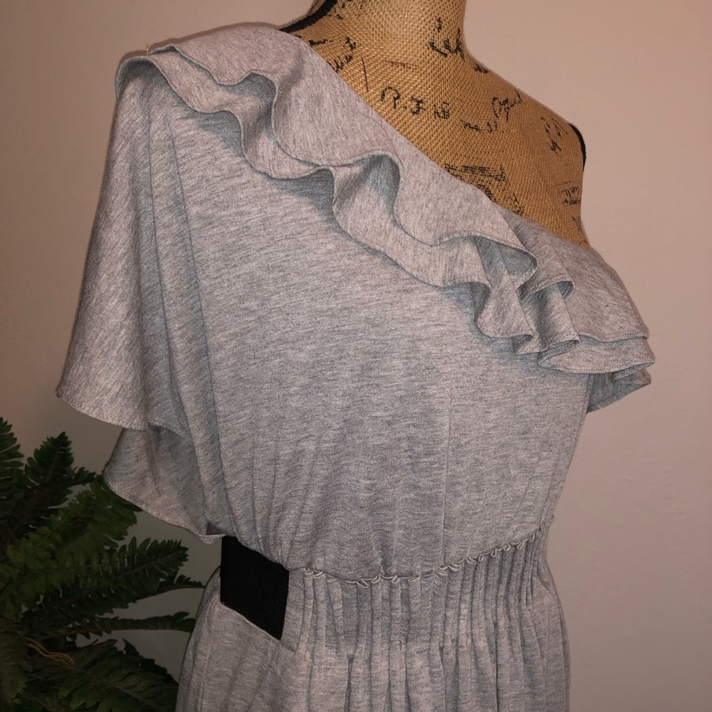Sugarlips Gray Ruffled One Shoulder Dress - Picture 4 of 8